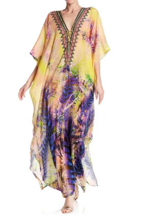 Tropical Yellow Kaftan Resort Dresses Women