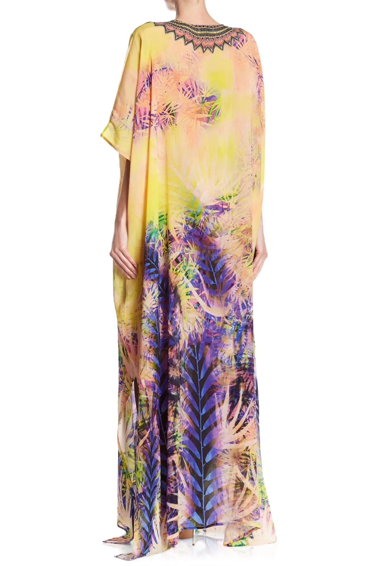 Tropical Yellow Kaftan Resort Dresses Women