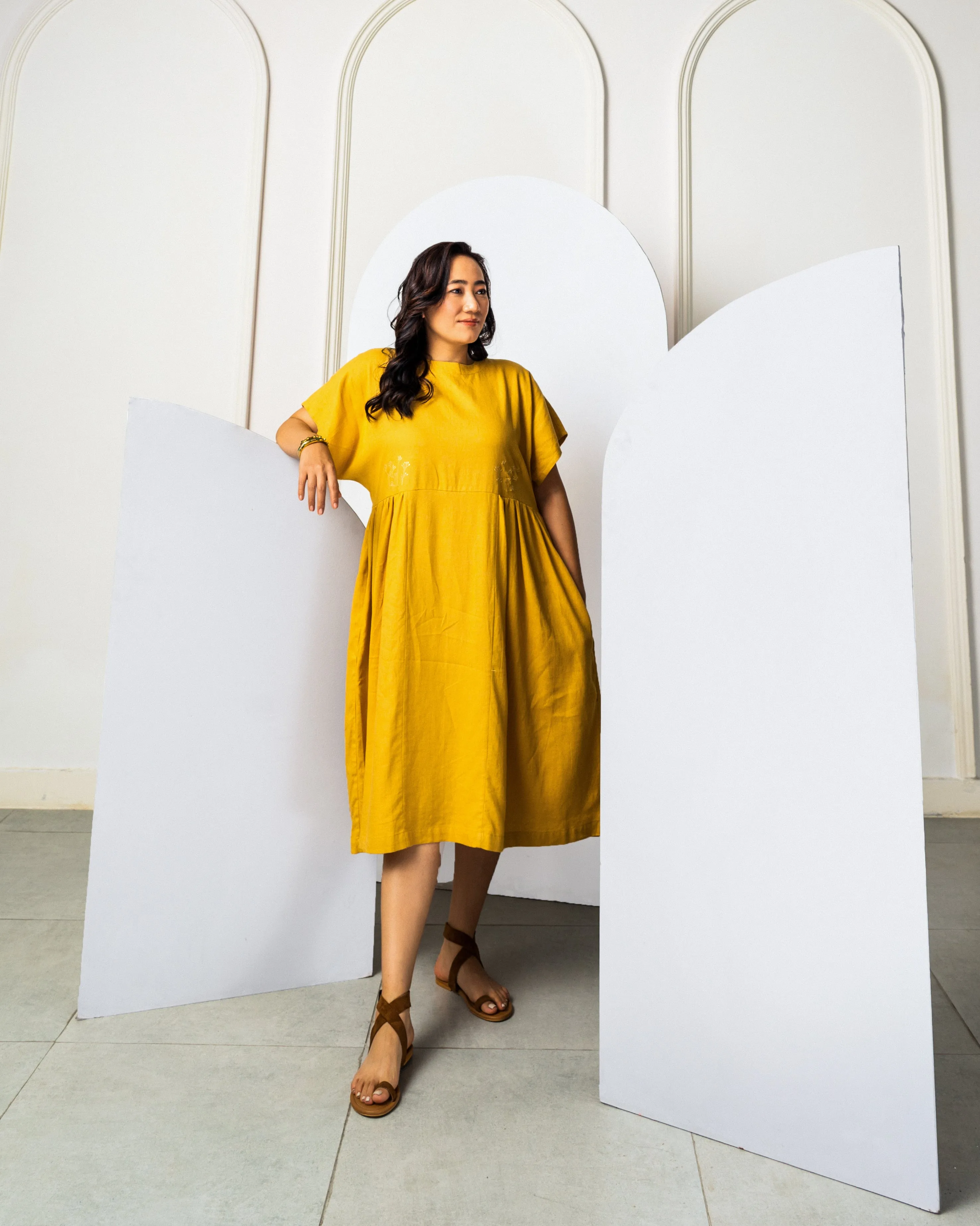 Yuuma Linen Dress Mustard