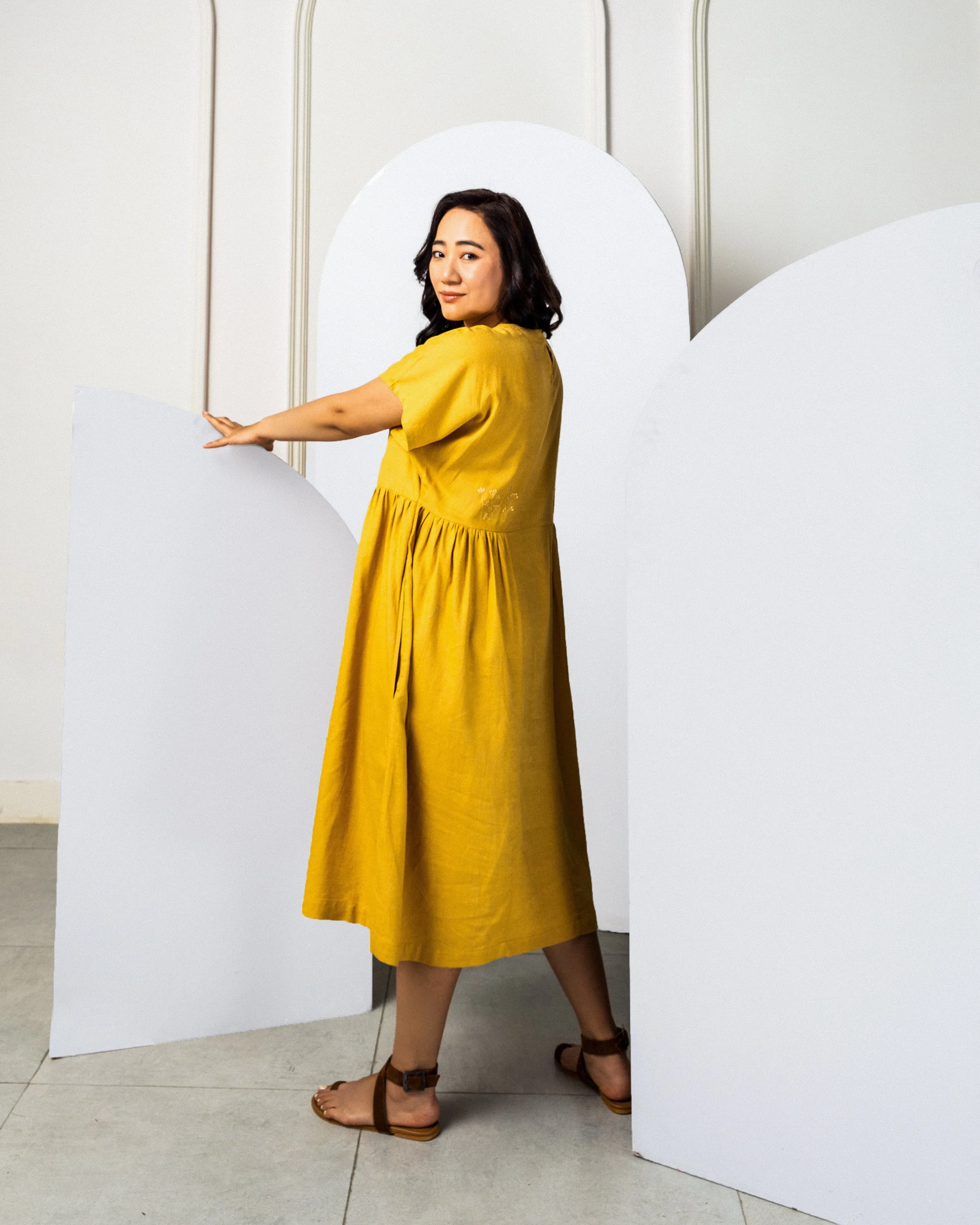 Yuuma Linen Dress Mustard